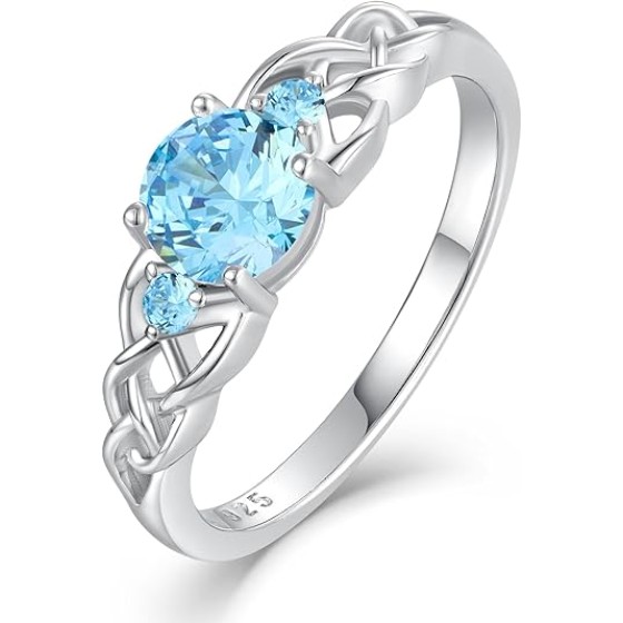 Ring for Women 925 Sterling Silver 3-Stone Promise Ring Size 5-10