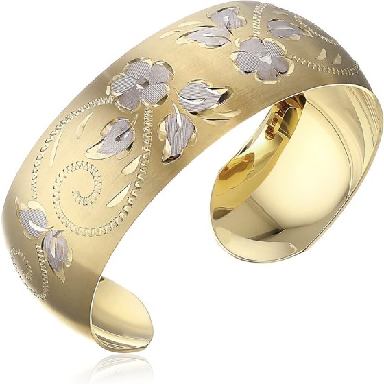 Yellow 14K Gold-Filled Hand Engraved Cuff Bracelet