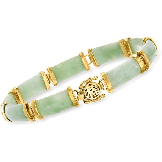 Jade Good Fortune Bracelet in 18kt Gold Over Sterling